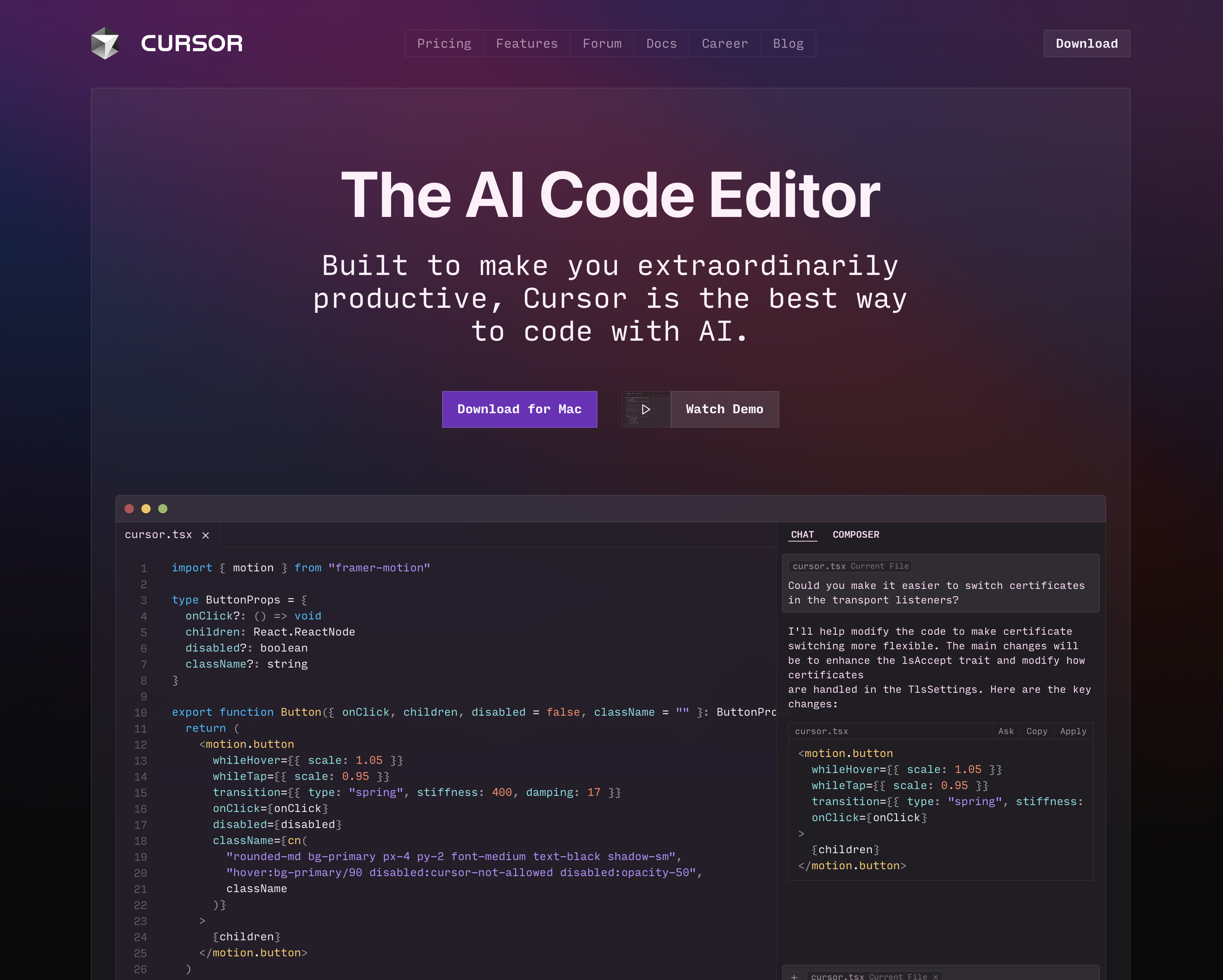 Framer × Cursor