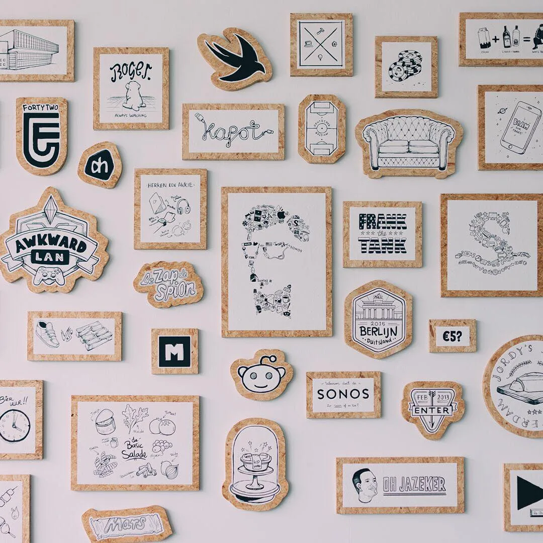 The new office wall is looking good.