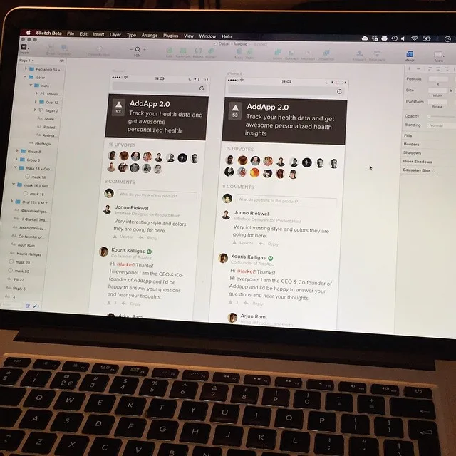 Working on the new detail view on mobile for Product Hunt. The current version is a crazy mess.