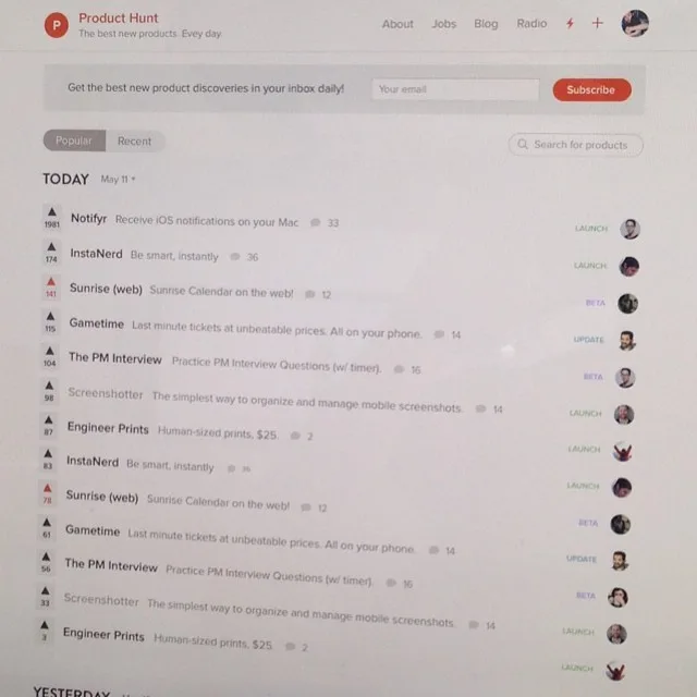 Little peak of what's coming to www.producthunt.com